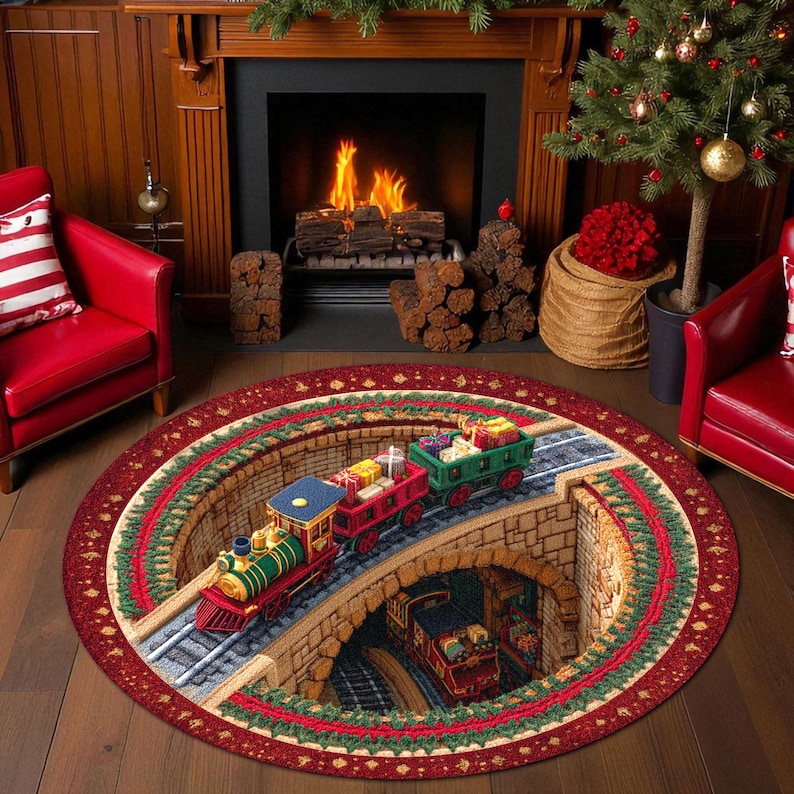 Round Christmas Train Doormat, - Outdoor Camping Rugs review and price