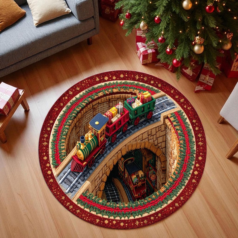 Round Christmas Train Doormat, - Outdoor Camping Rugs review and price