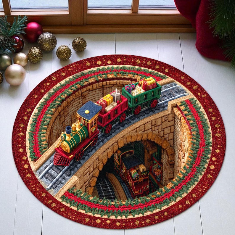 Round Christmas Train Doormat, - Outdoor Camping Rugs review and price